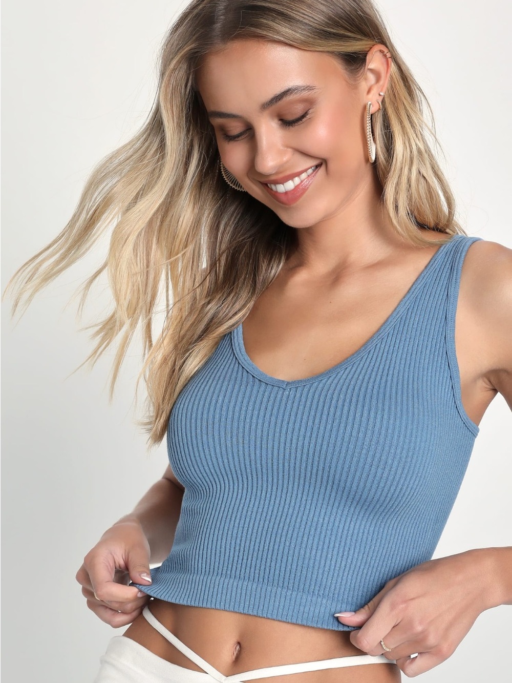 Free People Intimately Solid Rib Cropped Tank